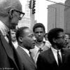 King_HiddeninPlainSight_Freeman Dr. Martin Luther King, Jr. with Dr. Benjamin Spock and Bernard Lee at Chicago's anti-war march in March of 1967.