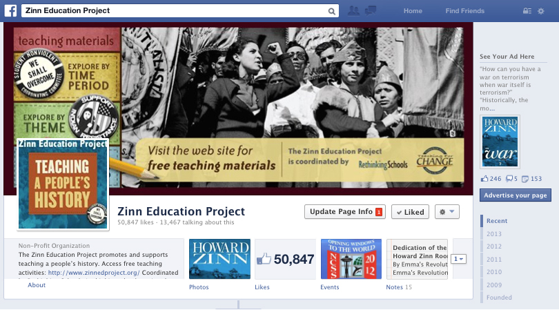 Zinn Education Project - Facebook - 50K + fans