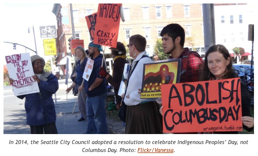 The Seattle City Council adopted a resolution to celebrate Indigenous Peoples' Day, not Columbus Day. Photo: Flickr/Vanessa.