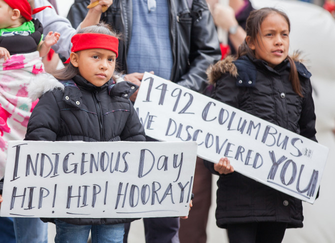 Children at a march to celebrate Indigenous Peoples Day in Seattle, 2014. Photo by Alex Garland.