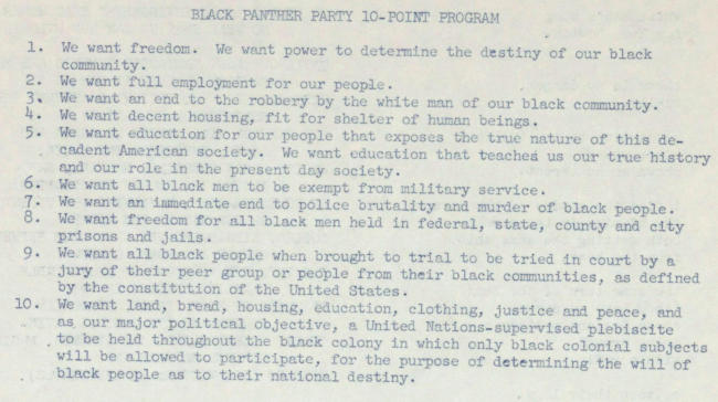 Black Panthers’ Ten Point Program | Zinn Education Project: Teaching People's History