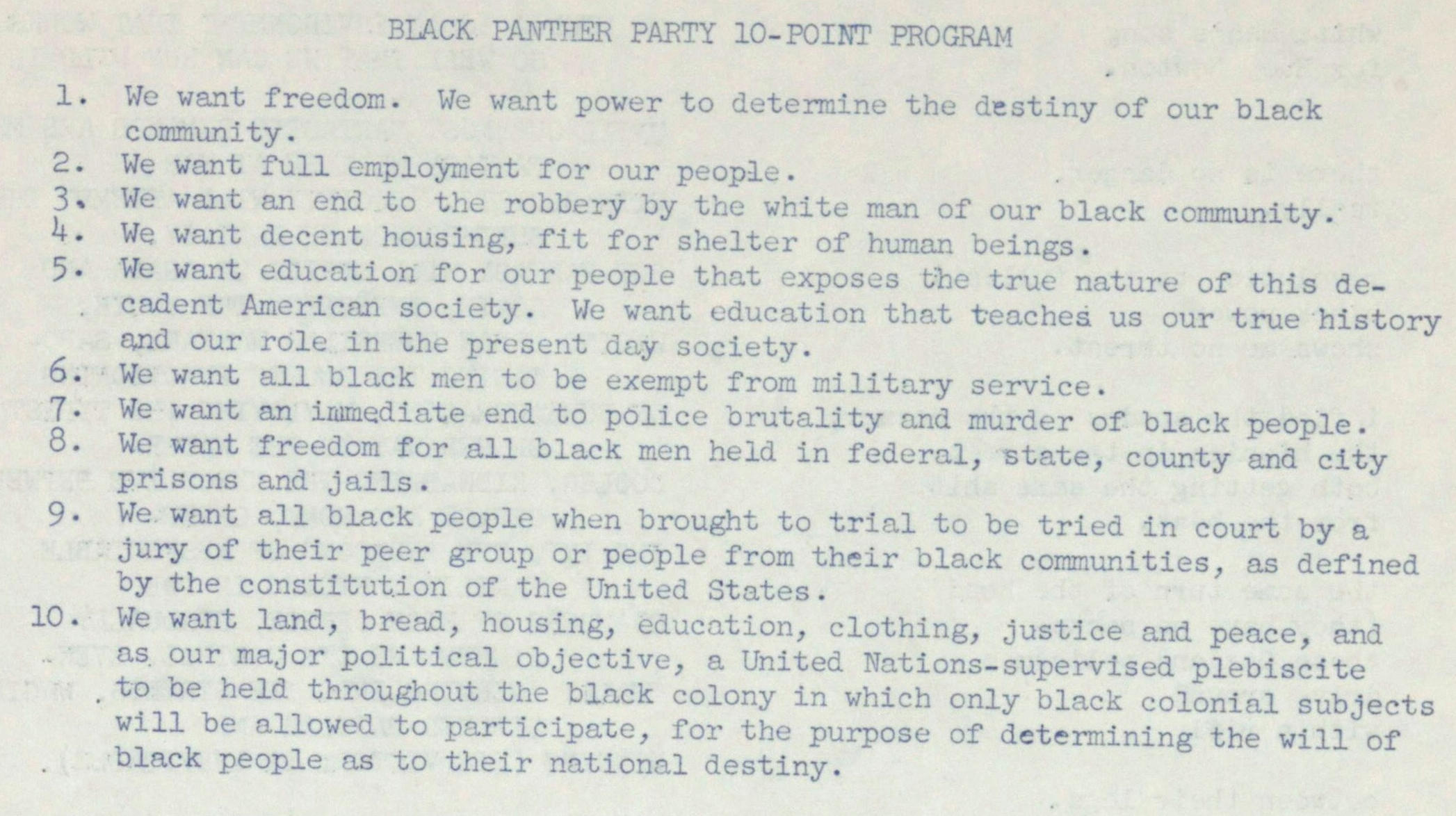 What We Want What We Believe Teaching With The Black Panthers Ten Point Program Zinn Education Project