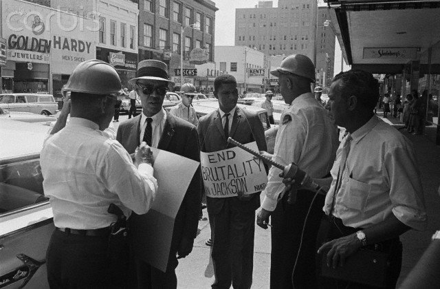 Roy Wilkins and Medgar Evers being arrested on June 1, 1963 in Jackson, Miss. Evers was murdered just 11 days later. Photo: Corbis Images