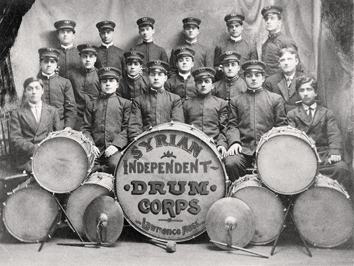 The Syrian Independent Drum Corps was one of many marching bands that played before meetings and in the streets. Photo from Eagle Tribune. 