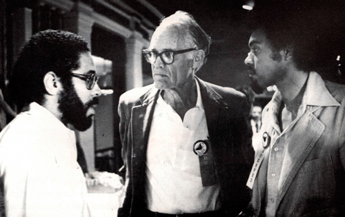 Fred Ross, Sr. with Ken Msemaji and Greg Akili for a United Domestic Workers of America event in San Diego in 1980. Photo: www.fredrosssr.com.