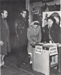 CSO Voter Registration Drive with Deputy Registrar Matt Arguijo in 1948. Photo: www.fredrosssr.com.