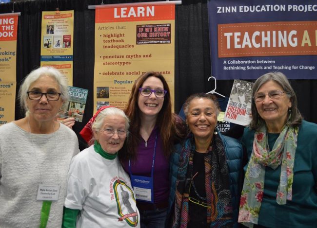 Myla Kabat-Zinn, Joan Trumpauer Mulholland, Laurie Halse Anderson, Judy Richardson, and Betty Garman Robinson at NCSS 2016 | Zinn Education Project: Teaching People's History