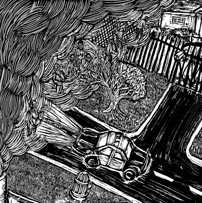 Woodcut Street Scene by Eric Ruin | Zinn Education Project